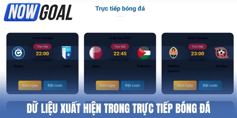 Dữ liệu xuất hiện trong trực tiếp bóng đá