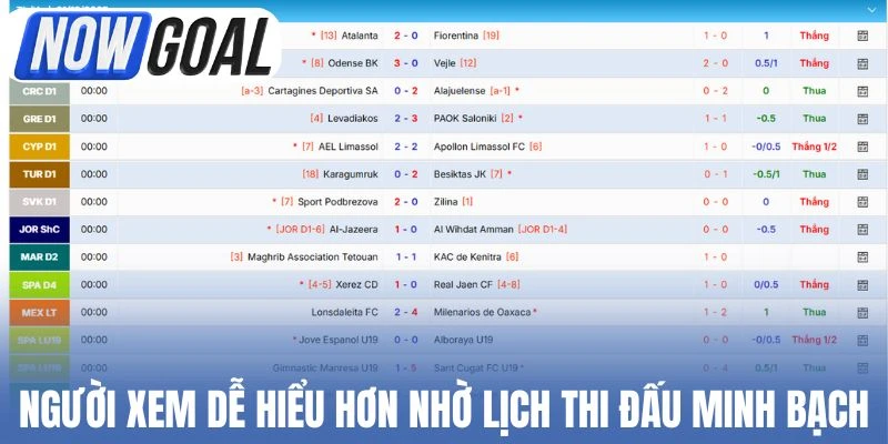 Người xem dễ hiểu hơn nhờ lịch thi đấu minh bạch