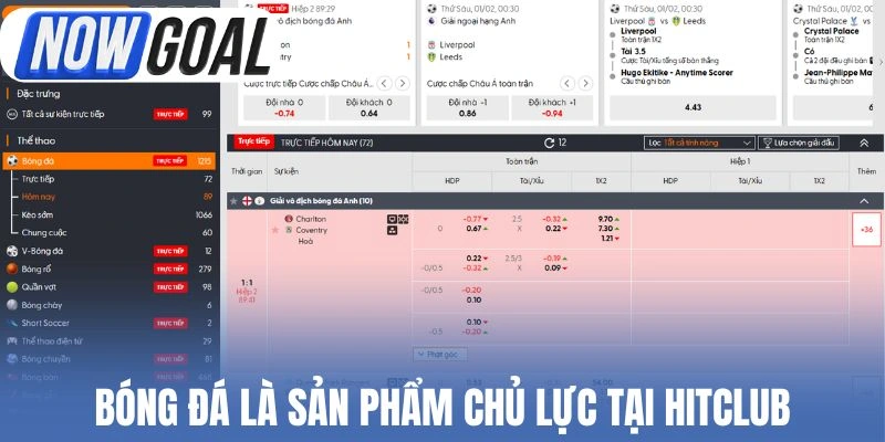 Bóng đá là sản phẩm chủ lực tại Hitclub