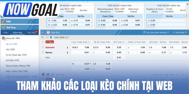 Tham khảo các loại kèo chính tại web