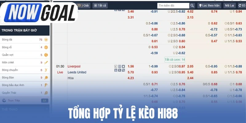 Tổng hợp tỷ lệ kèo Hi88