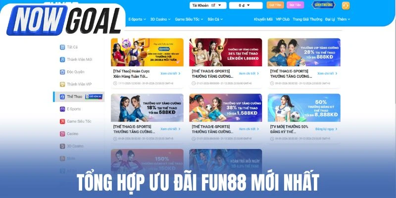 Tổng hợp ưu đãi Fun88 mới nhất