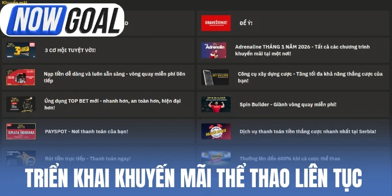 Triển khai khuyến mãi thể thao liên tục 