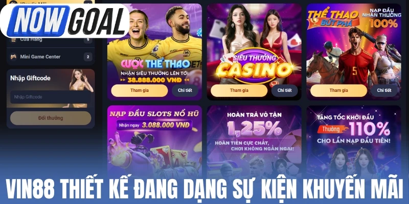 Vin88 thiết kế đang dạng sự kiện khuyến mãi