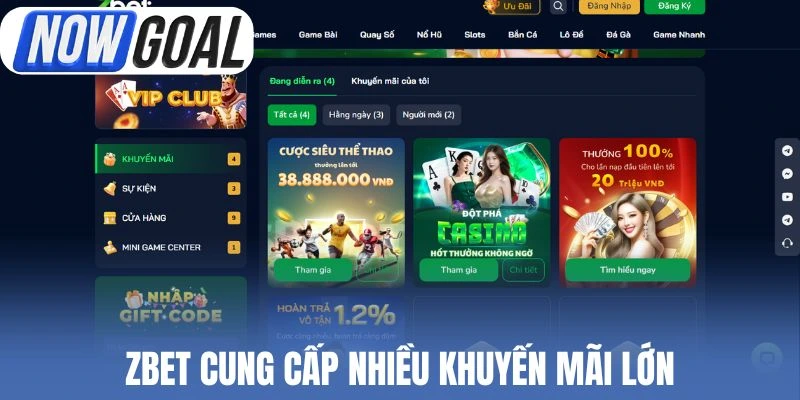 Zbet cung cấp nhiều khuyến mãi lớn