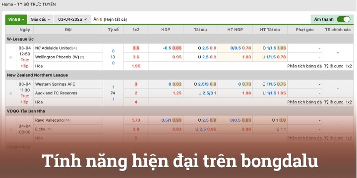 Các tính năng hấp dẫn cực hay tại trang bongdalu